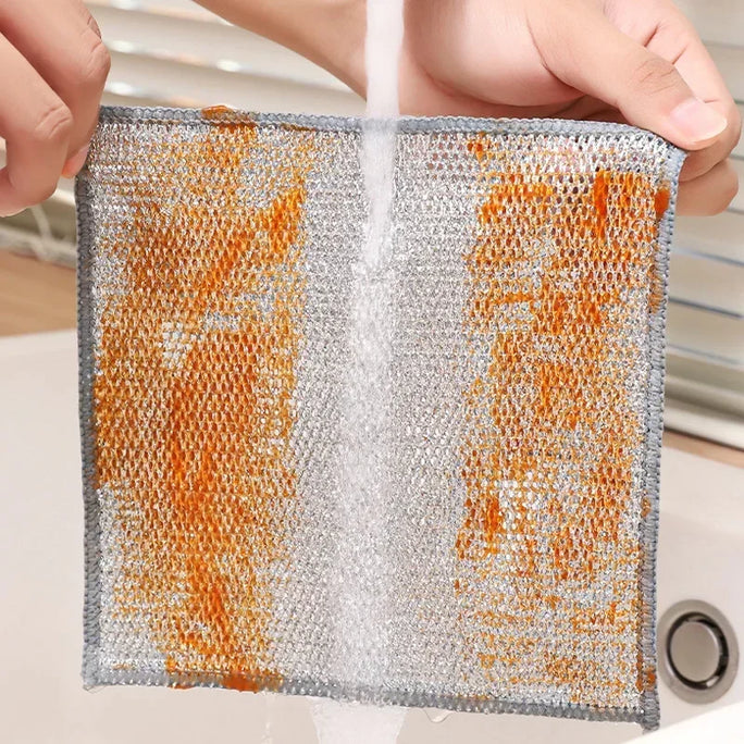 Reusable Metal Mesh Cleaning Cloth – Quick-Dry Microfiber Scrubber for Pots, Pans & Stovetops