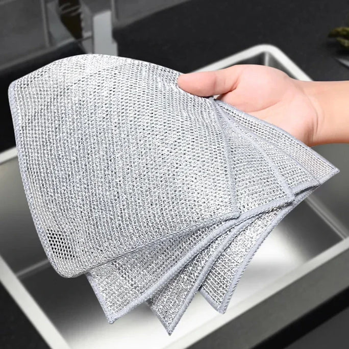 Reusable Metal Mesh Cleaning Cloth – Quick-Dry Microfiber Scrubber for Pots, Pans & Stovetops
