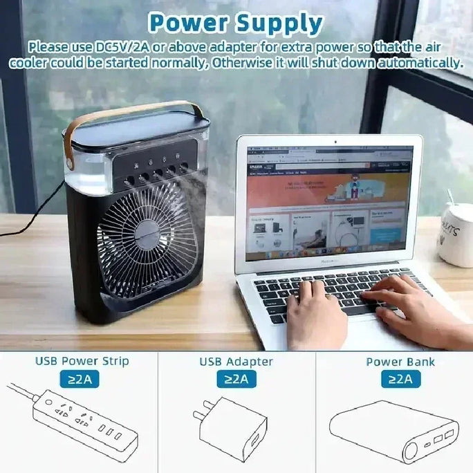 3-in-1 Portable Air Cooler, Humidifier & LED Night Light