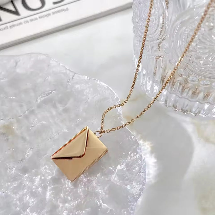 Envelope Pendant Necklace – “Love You” Message Gift for Her