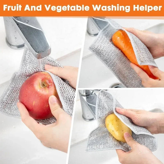 Reusable Metal Mesh Cleaning Cloth – Quick-Dry Microfiber Scrubber for Pots, Pans & Stovetops
