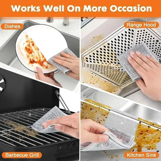 Reusable Metal Mesh Cleaning Cloth – Quick-Dry Microfiber Scrubber for Pots, Pans & Stovetops