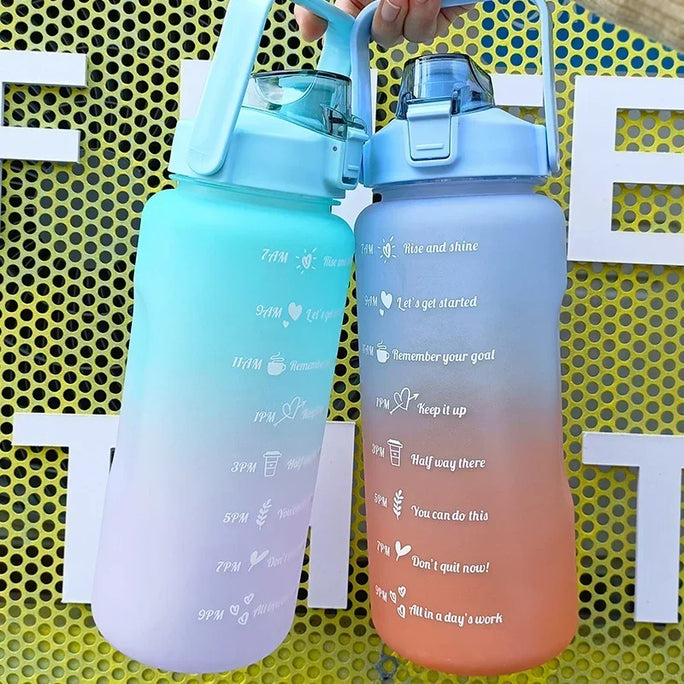 Large 2L Sports Water Bottle – Straw & Hour Markings