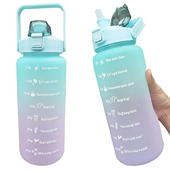 Large 2L Sports Water Bottle – Straw & Hour Markings