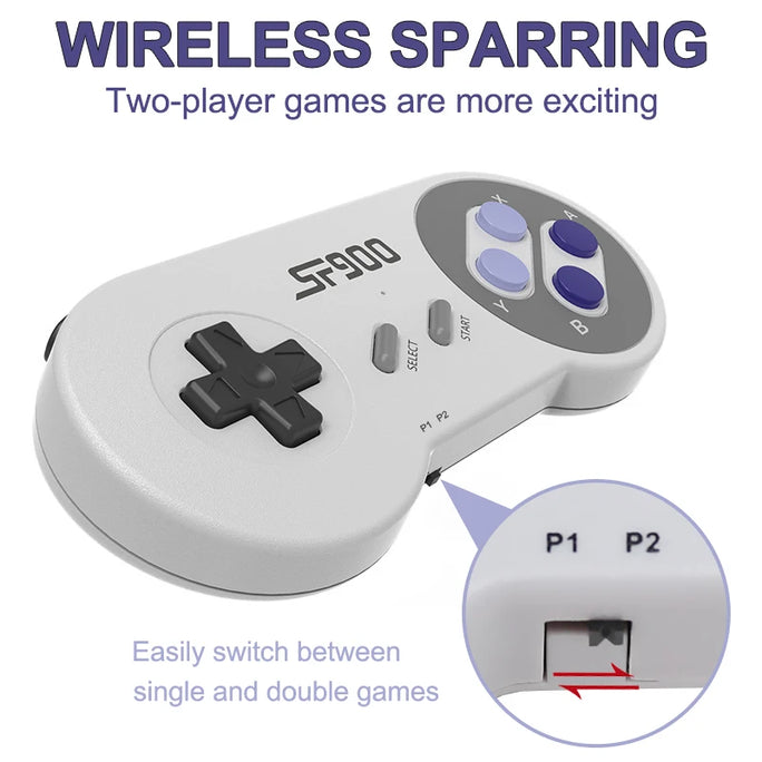 SF900 Retro Game Console – 5000 Built-in Games, HDMI Output, Wireless Controllers, SNES Style