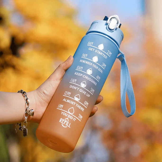 Large 2L Sports Water Bottle – Straw & Hour Markings