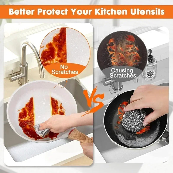Reusable Metal Mesh Cleaning Cloth – Quick-Dry Microfiber Scrubber for Pots, Pans & Stovetops