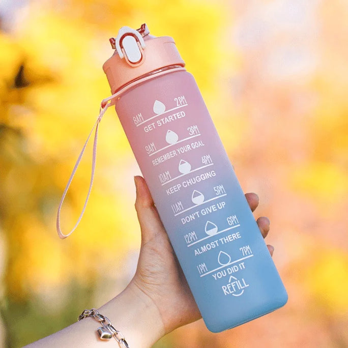 Large 2L Sports Water Bottle – Straw & Hour Markings