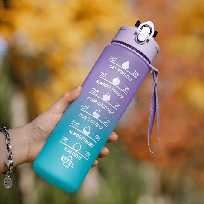 Large 2L Sports Water Bottle – Straw & Hour Markings