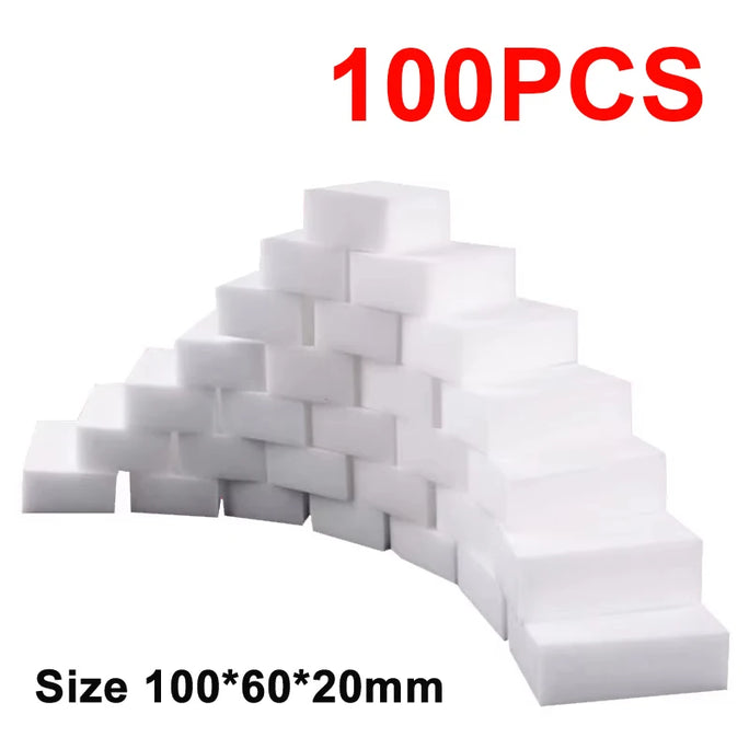 Magic Eraser Sponge Set – 100 Pcs for Easy Deep Cleaning