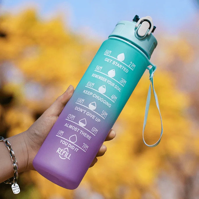 Large 2L Sports Water Bottle – Straw & Hour Markings
