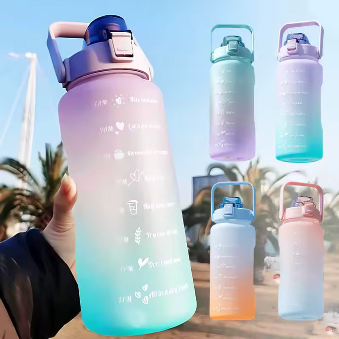 Large 2L Sports Water Bottle – Straw & Hour Markings