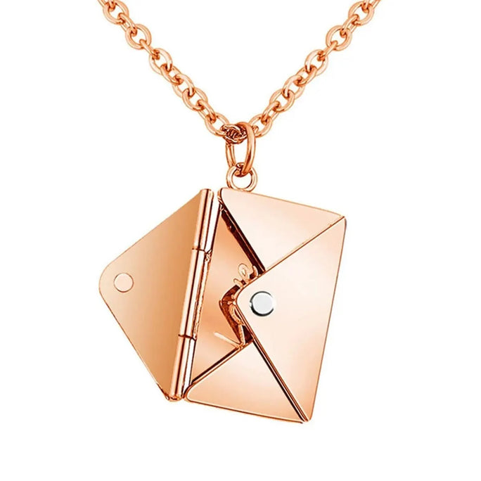Envelope Pendant Necklace – “Love You” Message Gift for Her