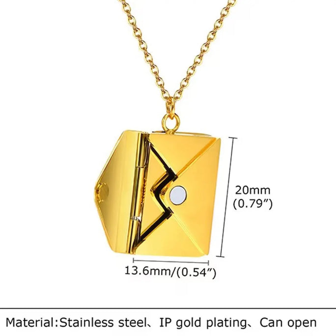 Envelope Pendant Necklace – “Love You” Message Gift for Her