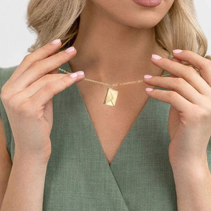 Envelope Pendant Necklace – “Love You” Message Gift for Her