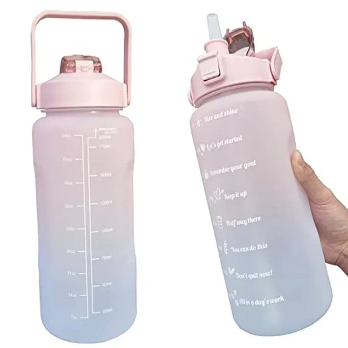 Large 2L Sports Water Bottle – Straw & Hour Markings