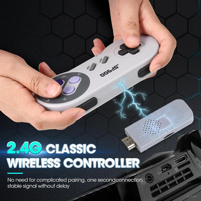 SF900 Retro Game Console – 5000 Built-in Games, HDMI Output, Wireless Controllers, SNES Style