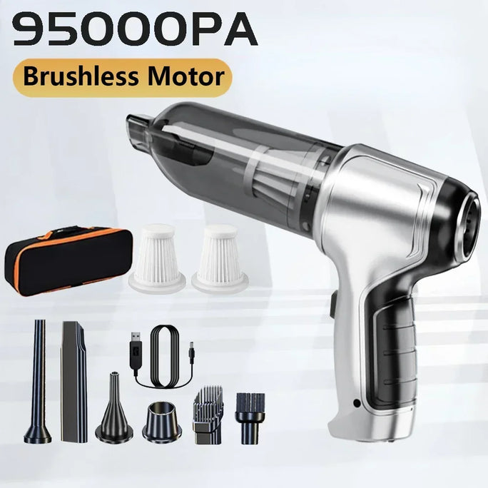 Portable Wireless Car Vacuum – 4-in-1 Handheld Cleaner with Powerful Suction for Home & Auto