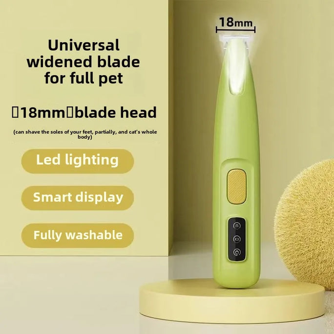 Waterproof Dog Paw Trimmer with LED Light – Pet Hair Grooming Clippers with LED Display & 18mm Wide Blade