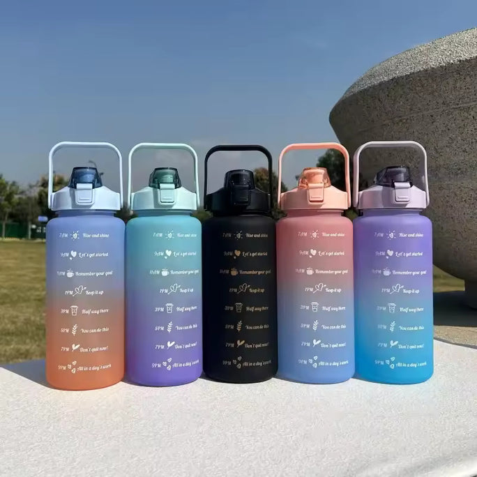 Large 2L Sports Water Bottle – Straw & Hour Markings