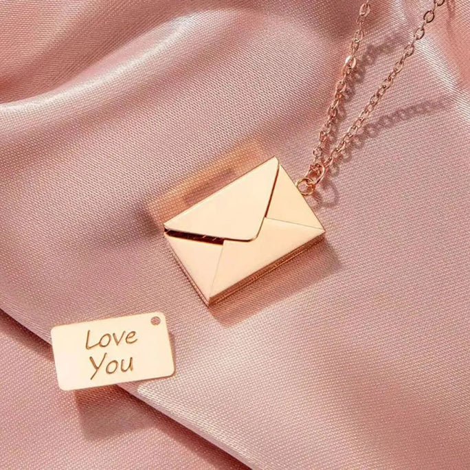 Envelope Pendant Necklace – “Love You” Message Gift for Her