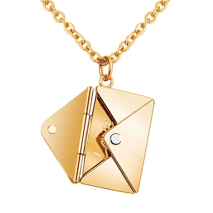 Envelope Pendant Necklace – “Love You” Message Gift for Her