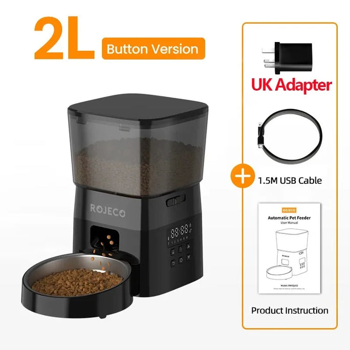 ROJECO Automatic Pet Feeder for Cats & Dogs - Smart Control